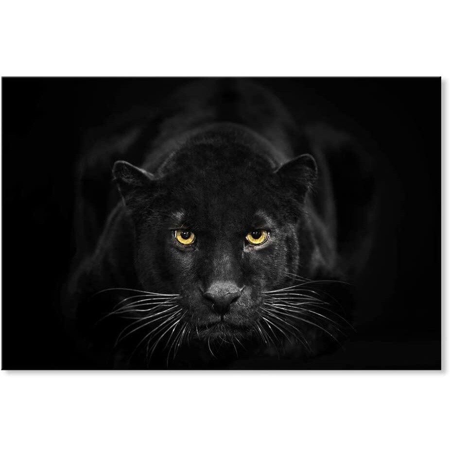 Canvas Wall Art black Panther Poster Print Black and White Leopard Wall Art Wildlife Animals Picture Canvas Prints Artwork For Living Room Bedroom Office Decor