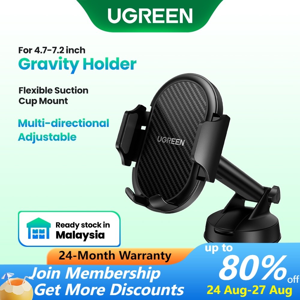 UGREEN Car Phone Holder Gravity Stand in the Car Suction Cup compatible for Iphone Samsung Huawei Oppo Vivo Xiao Mi