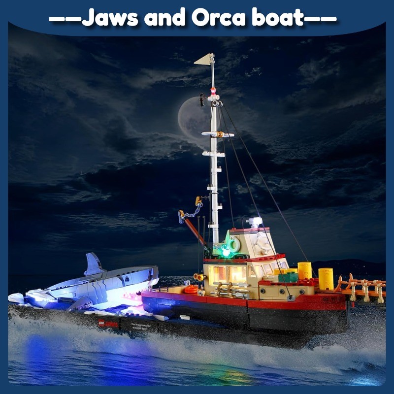 21350 Jaws movie memorabilia series building block toys Jaws and Orca boat diorama Building Block Children's Educational Toy Adult Boy Gift