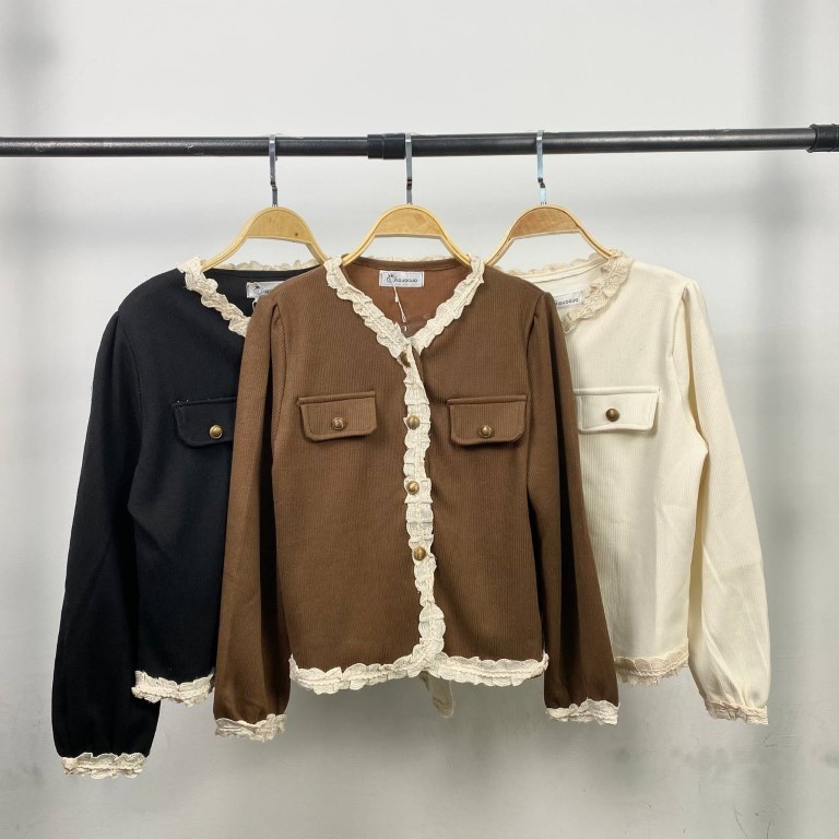 QFM Kylie Corduroy Jacket Lace (2450) Korean Cardigan Viral