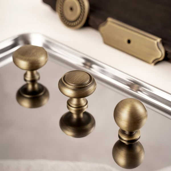 Food Utensil Antique Brass Cabinet Handle Backplate Solid Bronze Vintage Wardrobe Pull Kitchen Cupboard Door Knobs Fu... - Image 5