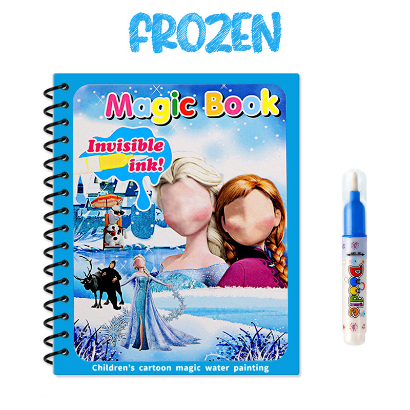 Reusable Water Magic Writing Book Pen Kids Drawing Colouring Buku Lukisan Air Berwarna