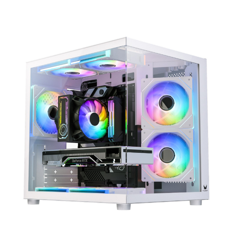 INVASION M-ATX C-8000 TG GAMING CASE WITH 5 PCI EXPANSION SLOTS - PC MATX CASING - (BLACK , WHITE) -
