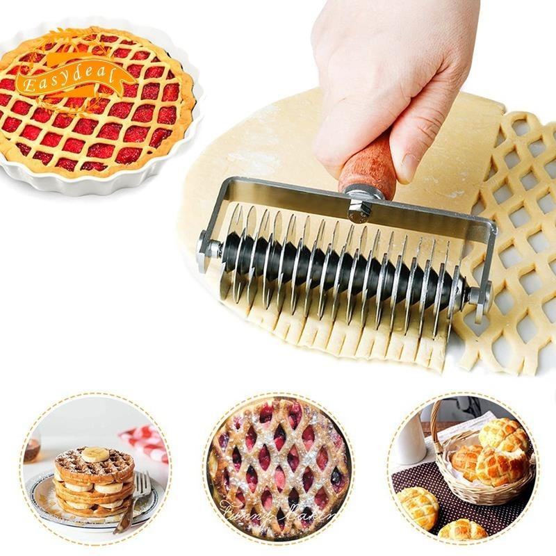 Stainless Steel Lattice Cutter, Dough Lattice Roller Cutter Baking Tool Cookie Pie Pizza Bread Pastry CrustRoller