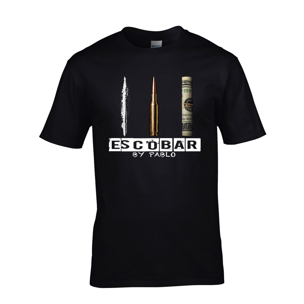 [Ready Stock XS-6XL] Escobar By Pablo Narcos Inspired Drug Lord Cartel Black 100% Cotton Sports Fitness Plus Size Men'S T-Shirt Christmas Gift Tops Tees