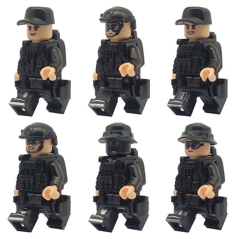 Military Series Urban Anti-Terrorist SWAT Armed Minifigures Building Blocks with Bulletproof Clothes Backpack Toys Children Birthday Gifts/9.19