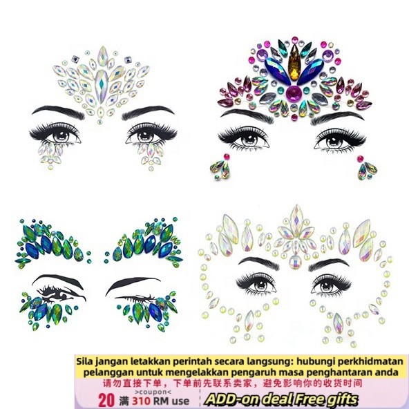 Get gifts/AGEco-friendly Face Crystal Sticker Jewelry Rhinestone Body Gems Temporary Tattoo Sticker GCCY