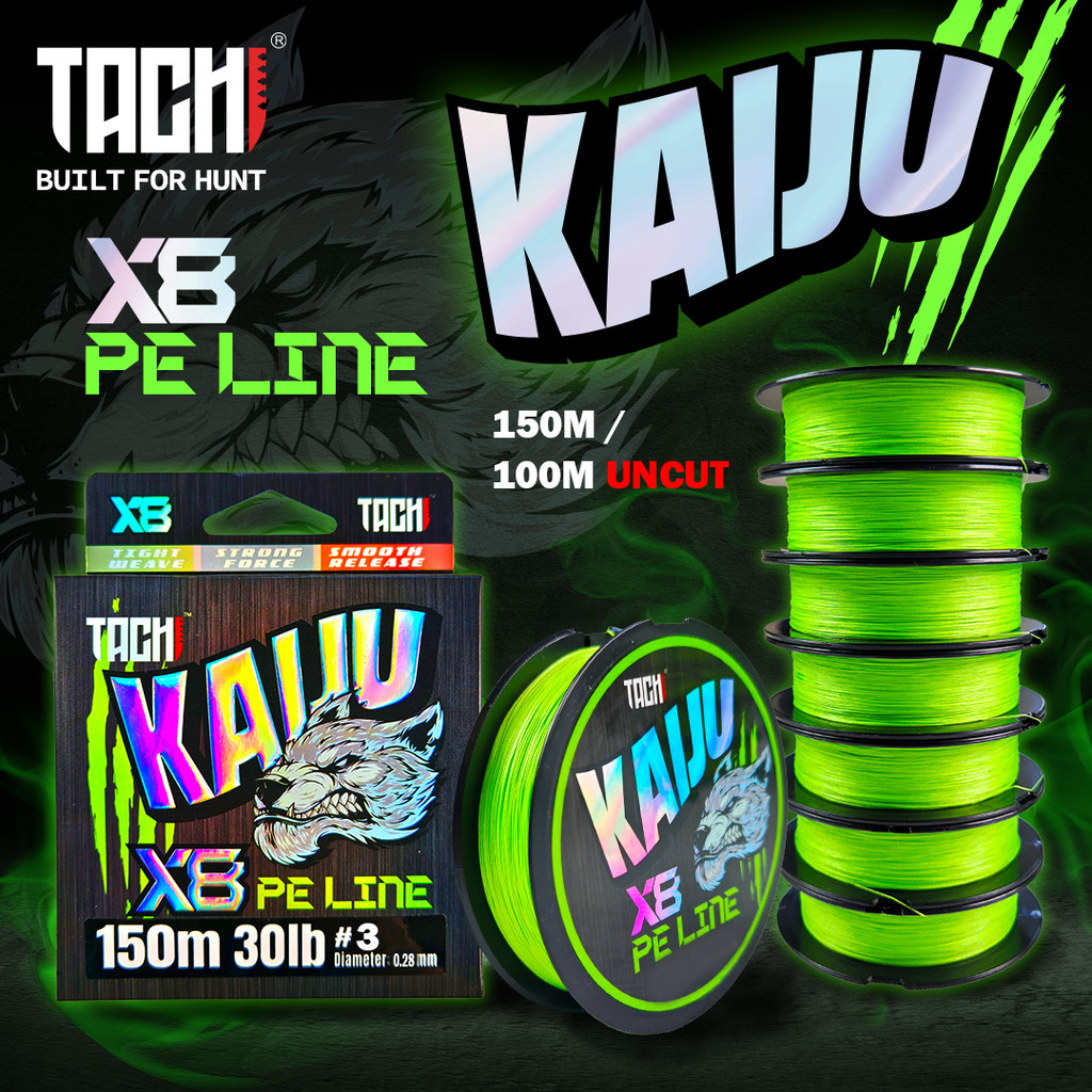 TACHI KAIJU PE 8X Casting Braided Line 100M 150M 10-60lbs Jigging Line Saltwater Freshwater Tali Ultra Strong Durable