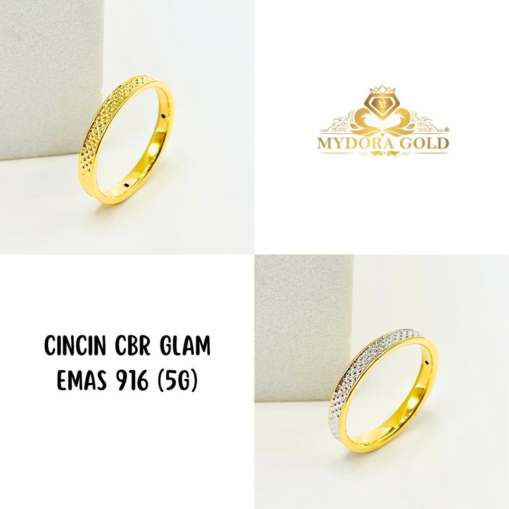 MYDORA Cincin Belah Rotan Glam 1C/2C (5G) l EMAS 916/22K