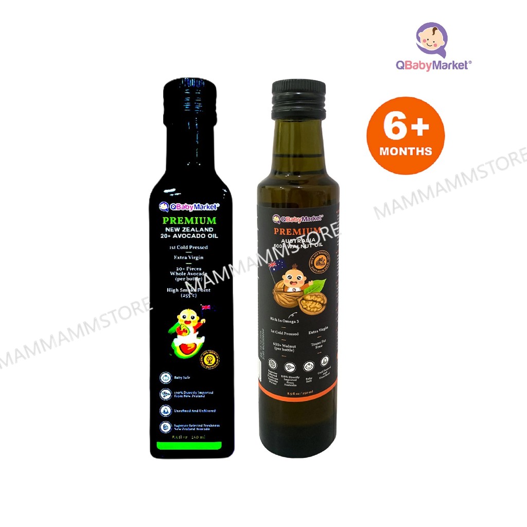 Q Baby Market Minyak Avocado Walnut New Zealand 6bulan+/Q Baby Market New Zealand Avocado Oil Premium Walnut Oil for 6m+