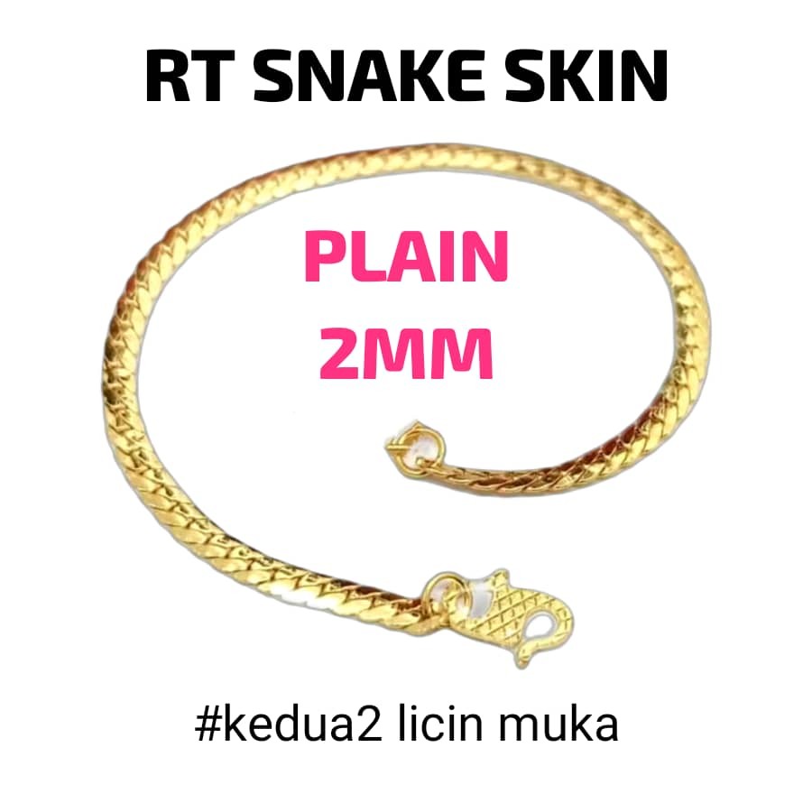 Wing Sing Rantai Tangan Kulit Ular Itali Tulen Fesyen Bajet Emas 916 Gold Snake Skin Bracelet 蛇皮手链