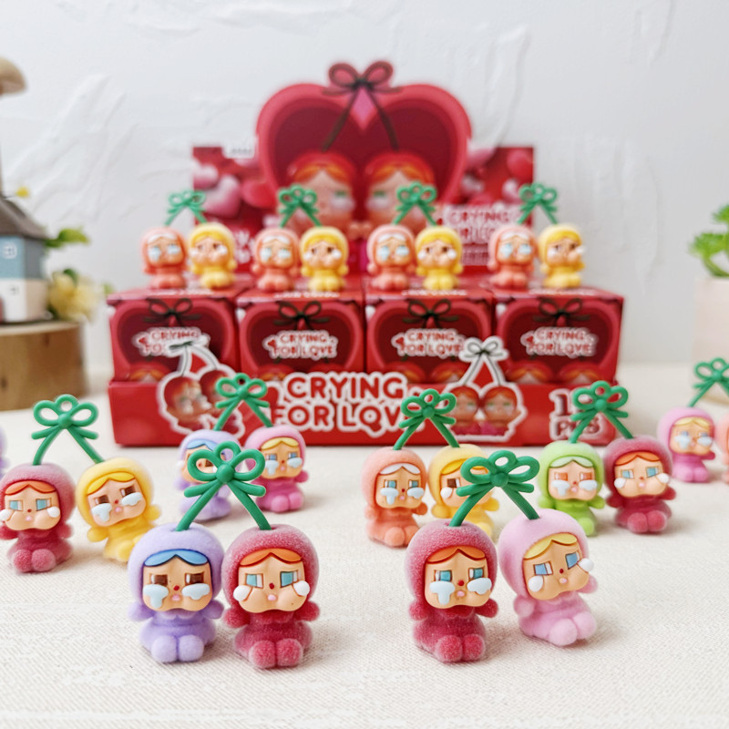Bubble Mart CRYBABY New product Cherry Crying Baby Love Tears Series Resin flocking cuticle pendant blind box