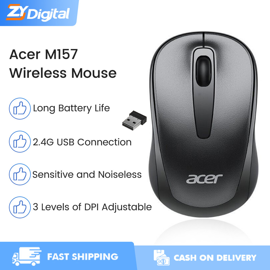 Acer Silent Wireless Mouse 2.4GHz USB Slient Click, Sensitivity For Win Computer Office