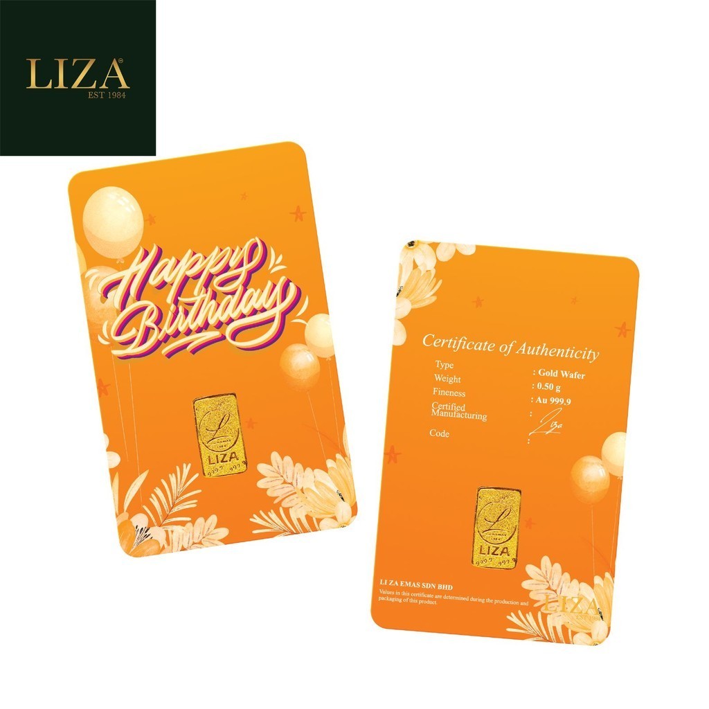 LIZA 999.9 Happy Birthday Gold Bar (0.50g)