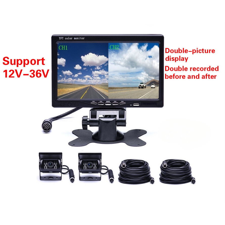 7 ‘’ HD car monitor truck dashcam 12-36V universal car AHD front and rear double recording dashcam