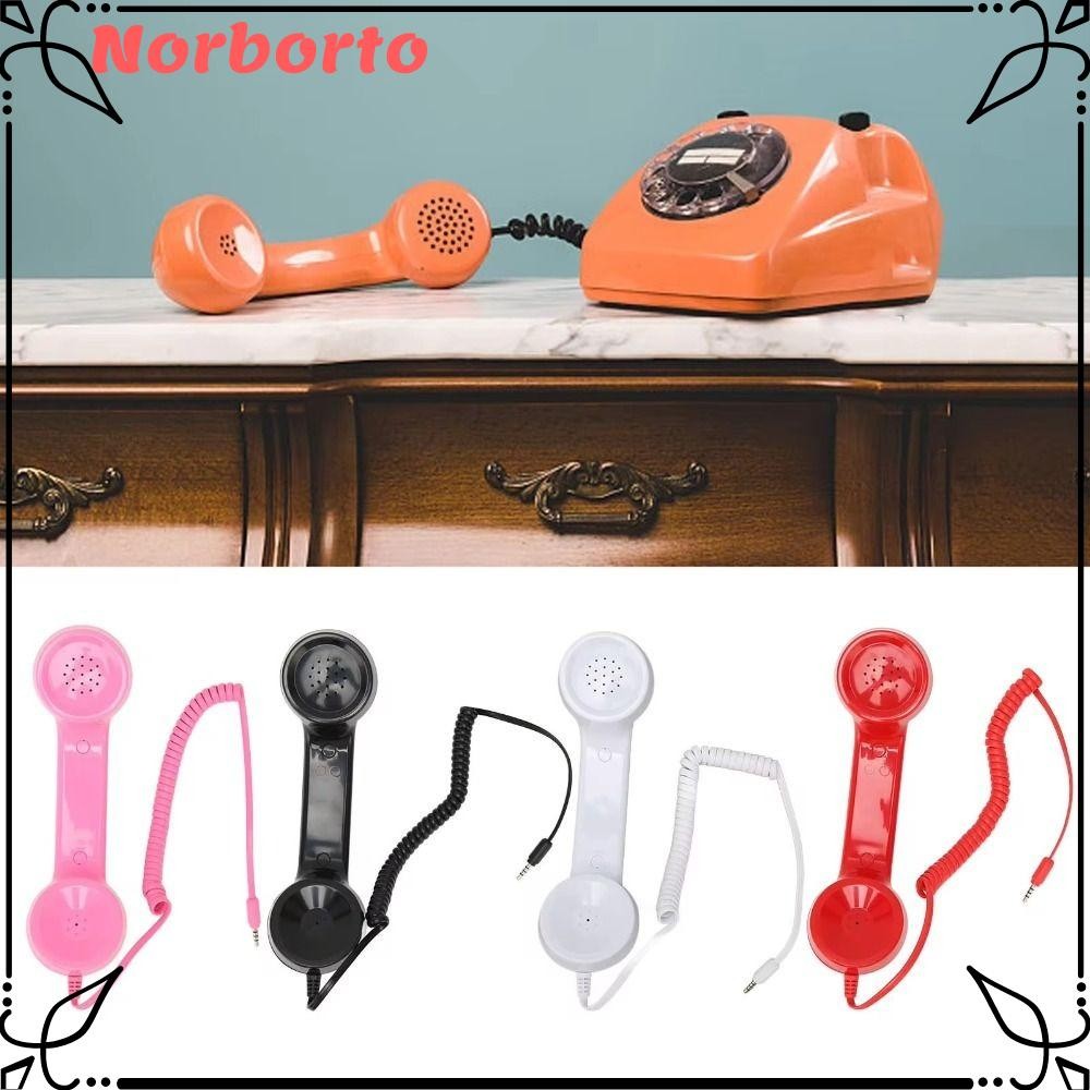 NORBORTO Phone Handset, Radiation Proof Handheld Telephone Receiver, Retro Microphone Durable Colorful Universal Headphone for Mobile Phones Computers