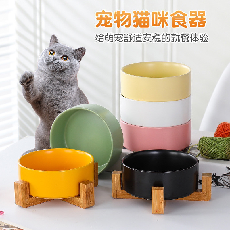 Cat Bowl Black Ceramic Dog Bowl Black Bowl Cat Food Basin Dog Basin Dog Drinking Water Cat Food Bowl Pet Water Bowl Anti-Tumble