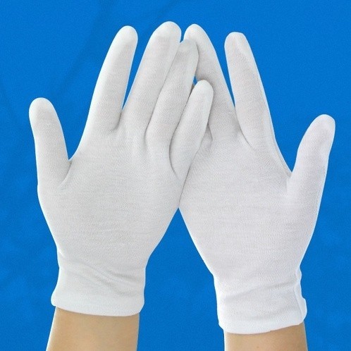 Full White Cotton Gloves Thin Cotton Gloves Elastic Soft Gloves for Dry Hand Moisturizing Cosmetic Eczema Inspection