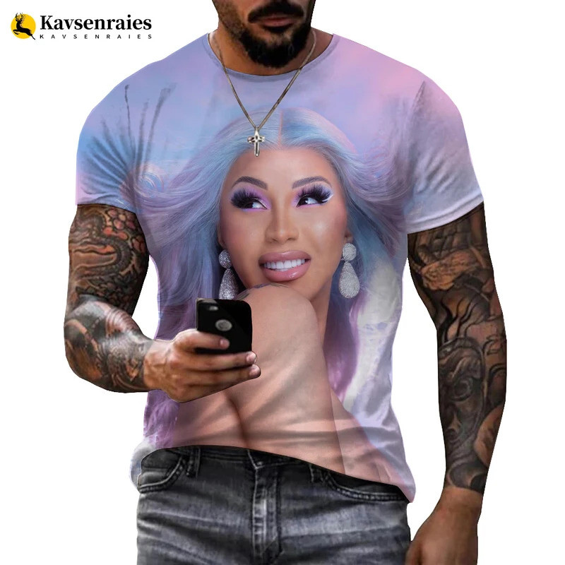 Popular Trendy Rapper 3D T Shirt Cardi B Printing T-shirt Men Women Hip Hop StyleT-Shirt Cool Summer Round Neck Shirts 6XL