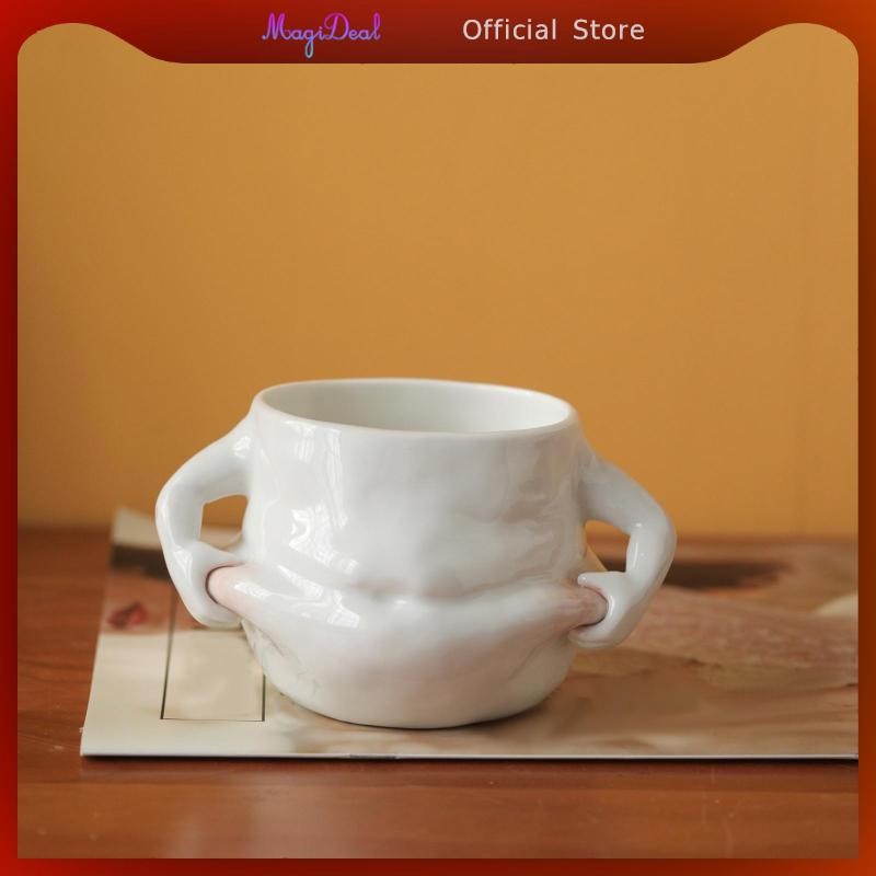 MagiDeal Big Belly Ceramic Coffee Mug Drink Cup Durable Cute Gift Novelty Funny for White