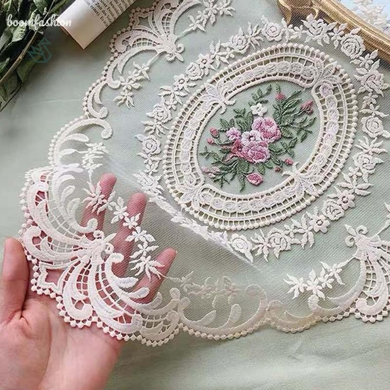 [Boomfashion] Dinning Table Cover Embroidered Table Cloth Elegant Round Lace Tablecloth Coffee Coasters Napkin Party Wedding Decoration [MY]