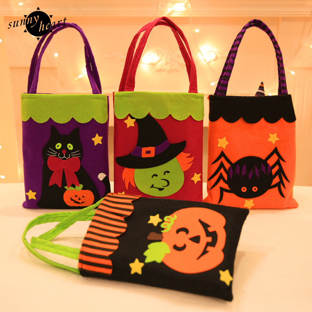 [SH] High-quality Halloween Candy Tote Vibrant Halloween Candy Container with Handles Spooky Halloween Candy Bag with Handles Perfect Trick-or-treat Tote for Southeast Buyers