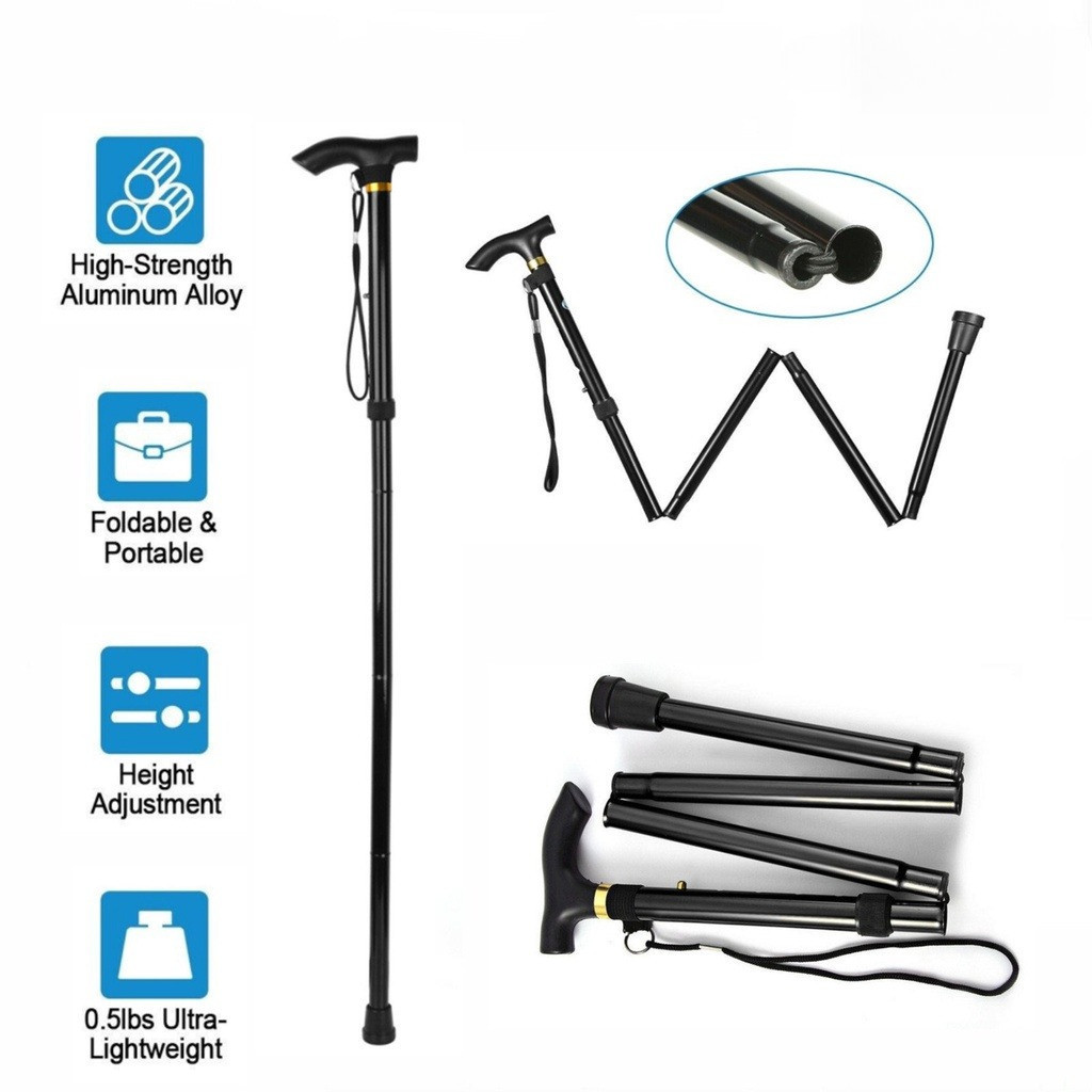 Foldable Basic Walking Stick 84-93cm 1pc Light Weight Elder Crutch Sport Injury Cane Mobility Aid Tongkat Orang Tua