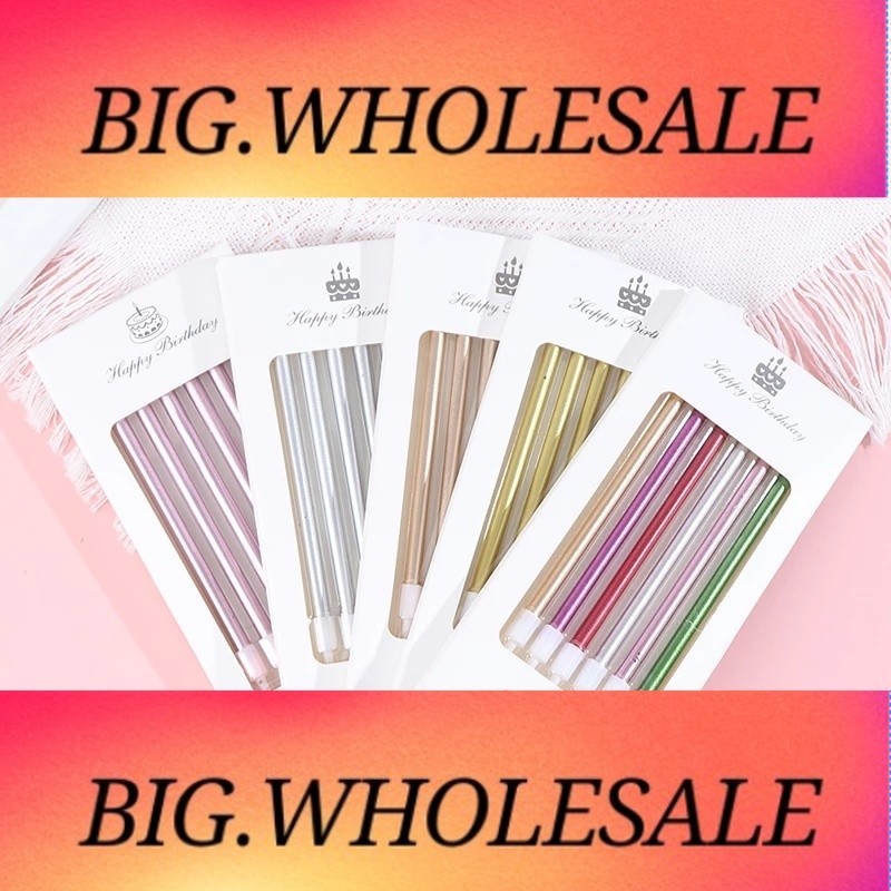 6PCS Colorful Candle in Box Birthday Wedding Anniversary Cake Decorations Gold Silver Twisted Candle