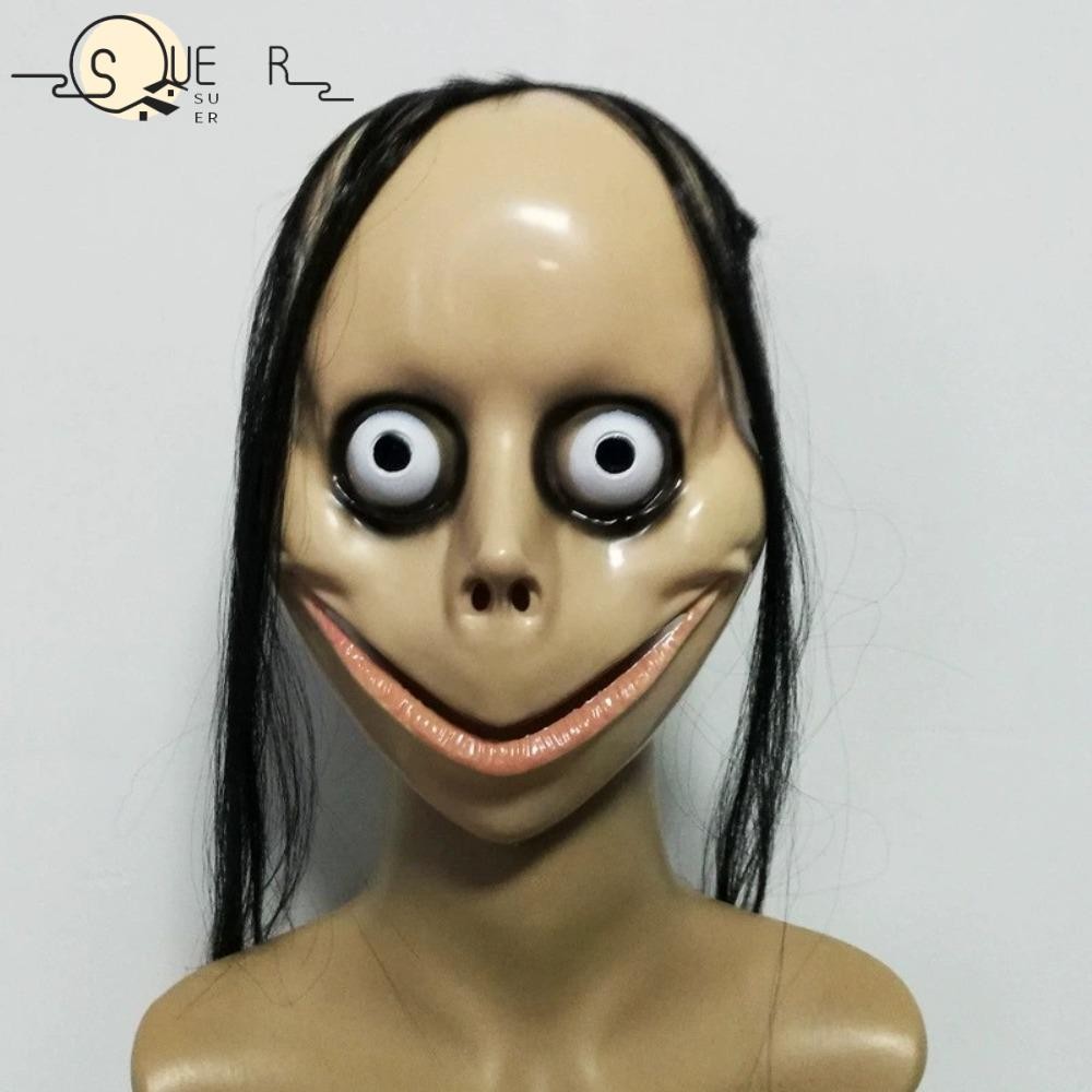 SUEREN MO MO , Halloween Horror Ghost Funny ,  Party Costume Props With Long Hair Big Eyes Female Ghost  Halloween Cosplay