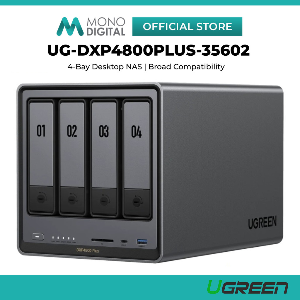 UGREEN Nasync DXP4800 Plus 4-BAY Desktop Nas, Intel Pentium Gold 8505 5-CORE Cpu, 8GB DDR5 Ram, 128G