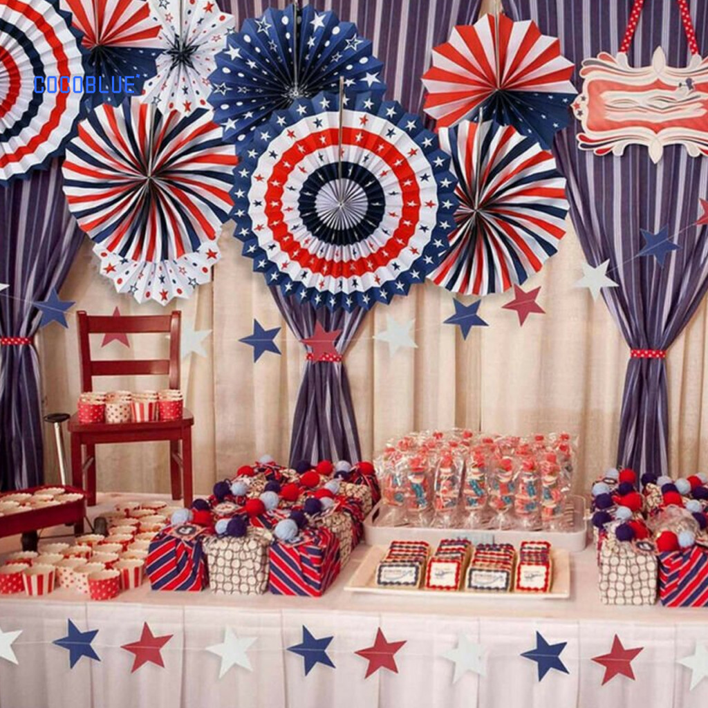 Cocoblue Fourth of July Party Decor July 4th Tableware Decorations Usa Flag Patriotic Decorations Set for Independence Day Day Bright Colors Star Stripe Pattern for Various