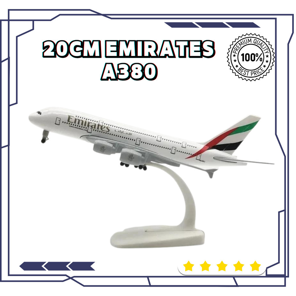 20cm Emirates Airbus A380 with Wheel Landing Gear Metal Aircraft Replica Diecast Collectible Display Plane Toy