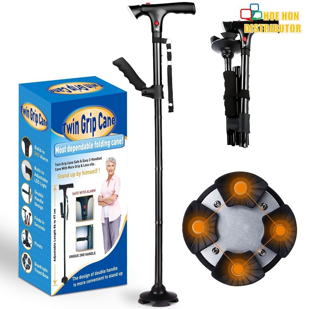 360 Pivot Foldable Walking Stick 1pc Pro Light Weight Crutch Sport Injury Cane Mobility Aid Tongkat Orang Tua JH-496