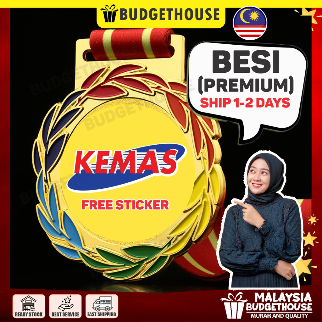 (KL/Perak) Free Design METAL Medal Both Side Sticker Medal Besi With Ribbon Alloy Gold,Silver,Bronze