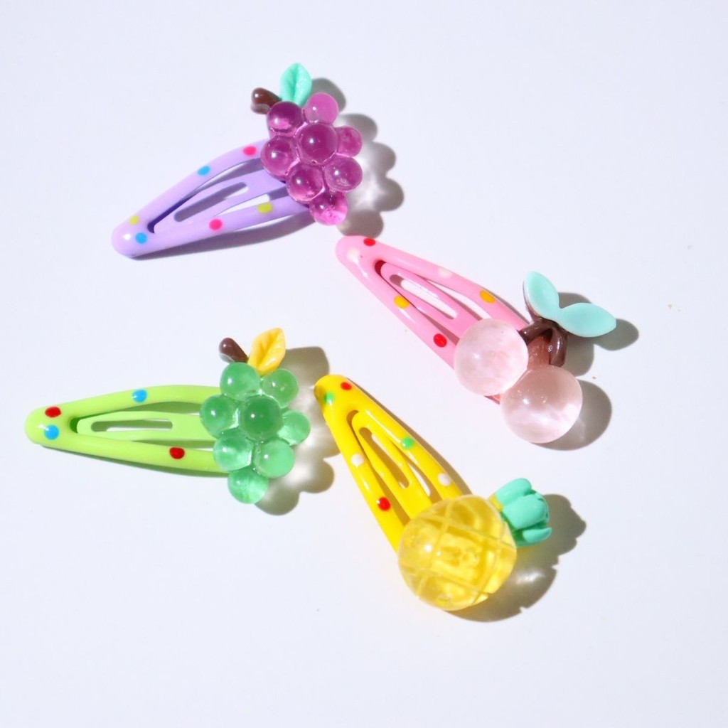 [Rayitrs] Korean Version Clip Cute Funny Children 3cm Polka Dot bb Clip Childlike Dopamine Fruit Clip Cute Broken Hair Candy Color Clip Exchange Gifts Travel Bag Accessories