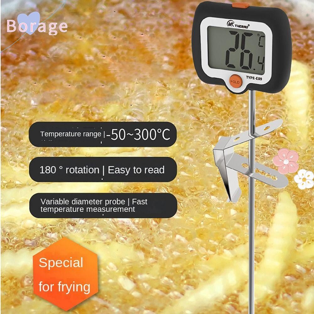 BORRAONE Candy Thermometer, Stainless Steel Probe Digital Thermometer, Accessories Grilling LCD Display Cooking Oil Thermometer Kitchen