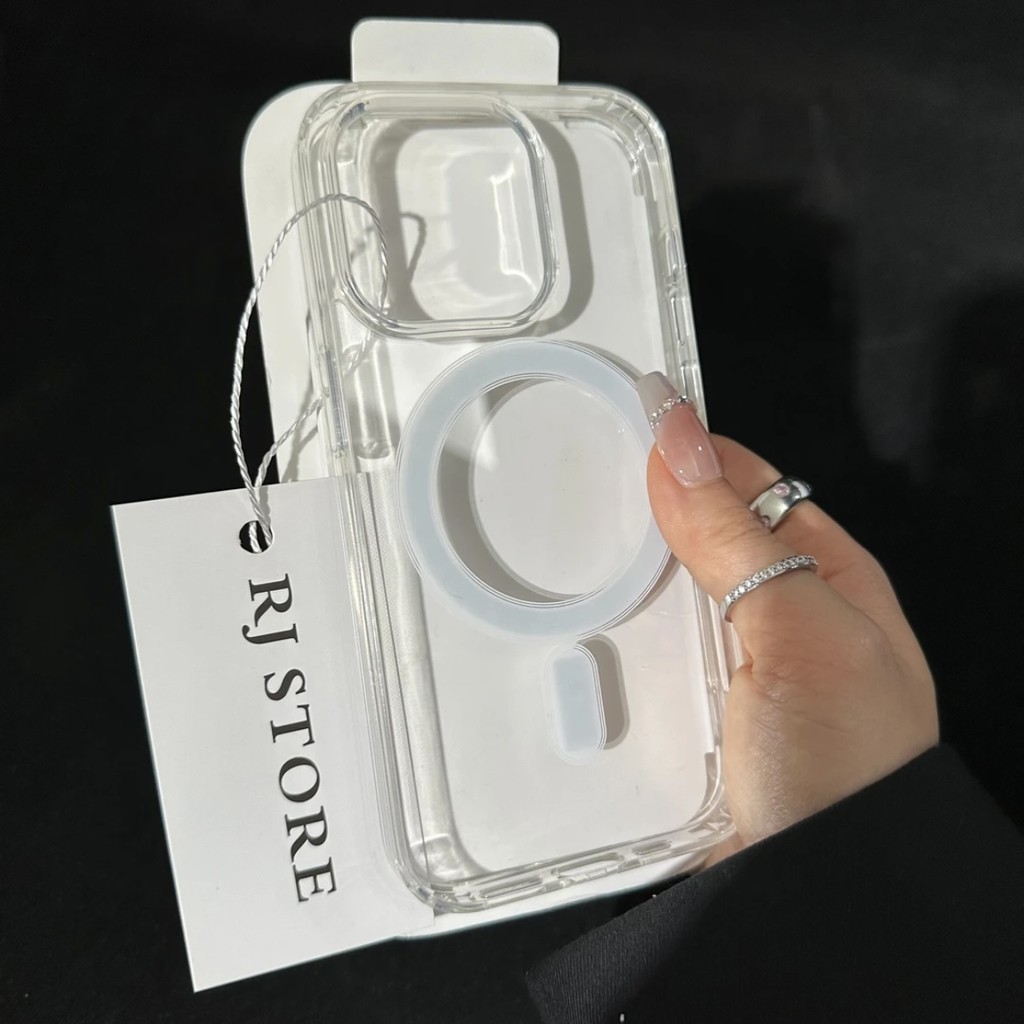 Magnetic Wireless Charging Transparent Hard Case Compatible for iPhone16 Pro Max 15 14 13 Mini 12 11 XR XS Max 7 8 plus Shockproof Casing Clear Hard PC Cover