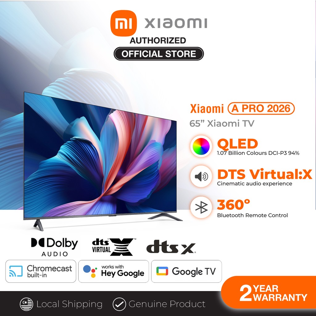 NEW Xiaomi TV A Pro 2026 Version 65" 4K QLED | 120Hz Refresh Rate | Dolby Audio DTS:X | Sleek Metal Ultra-Thin Bezel