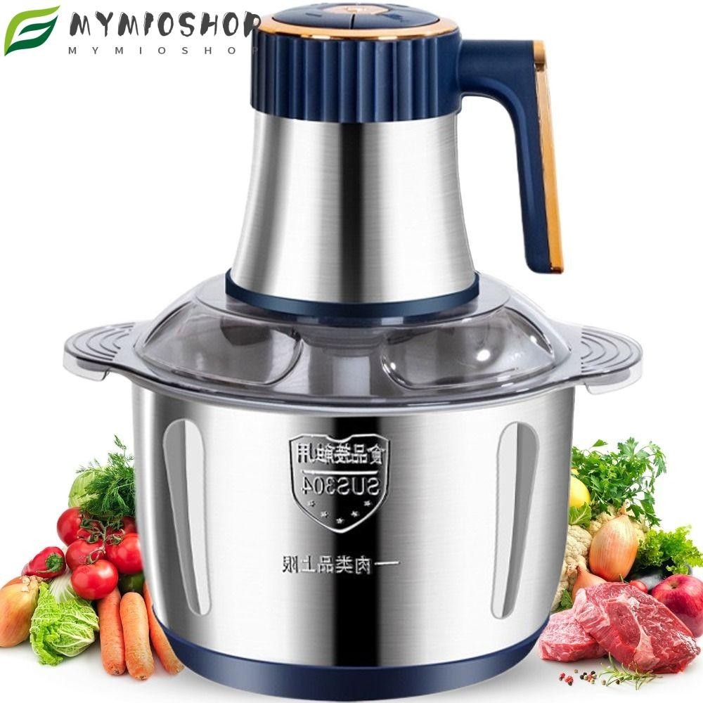 MIOSHOP Food Crusher, High Capacity Stainless Steel Electric Meat Grinders, Multifunctional 5L Household Vegetable Slicer Processor Chopper