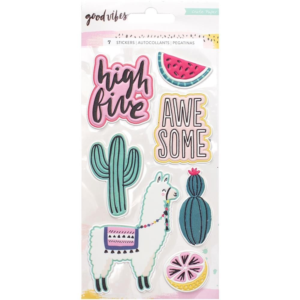 American Crafts Crate Paper Good Vibes Embossed Puffy Stickers