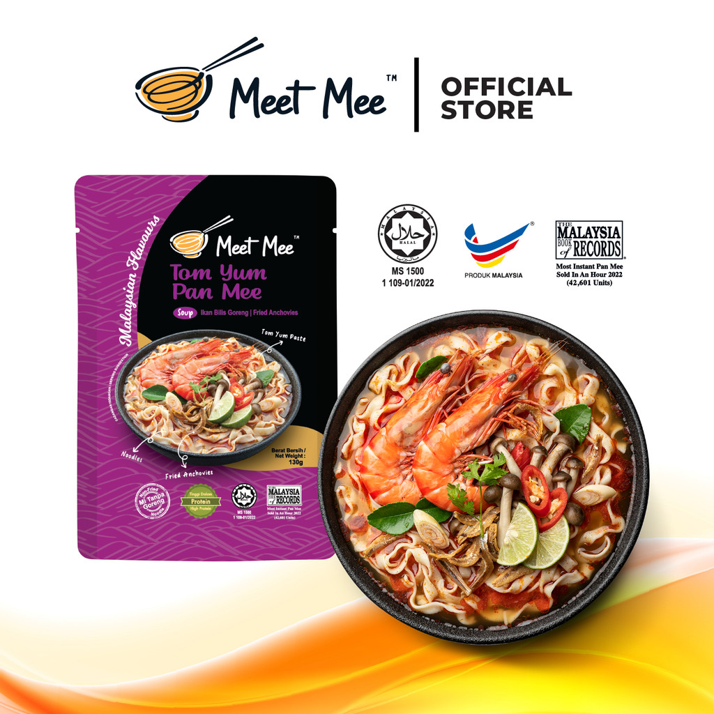 【MEET MEE】*HALAL* Tom Yum Soup Pan Mee (Fried Anchovies)｜Tom Yum Soup Pan Mee (Ikan Bilis Goreng) 东炎板面 酸辣