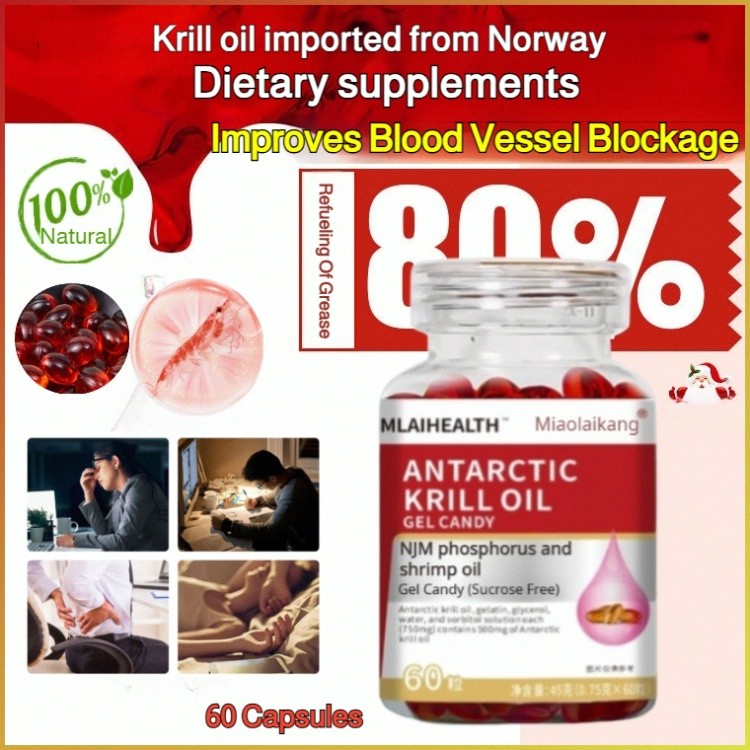 ?Special Price? [Rich in Omega-3/Naturally Safe Ingredients] / Astaxanthin / Antarctic Krill Oil Capsules / Benefits Cardiovascular and Joint Health / Krill Oil for Softening Blood Vessels / Cardiovas