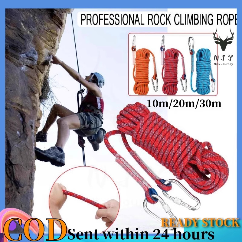 【COD】Outdoor Safety Rope 12mm Diameter Tree Wall Rock Climbing Rope Climbing Equipment Gear Hiking High Strength Rope Outdoor Safety Survival Equipment Lanyard Paracord Cord
