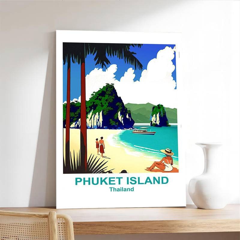 Alluring No Framed Phuket Temple Canvas Wall Art Print Home Decor - Spiritual Island Retreat