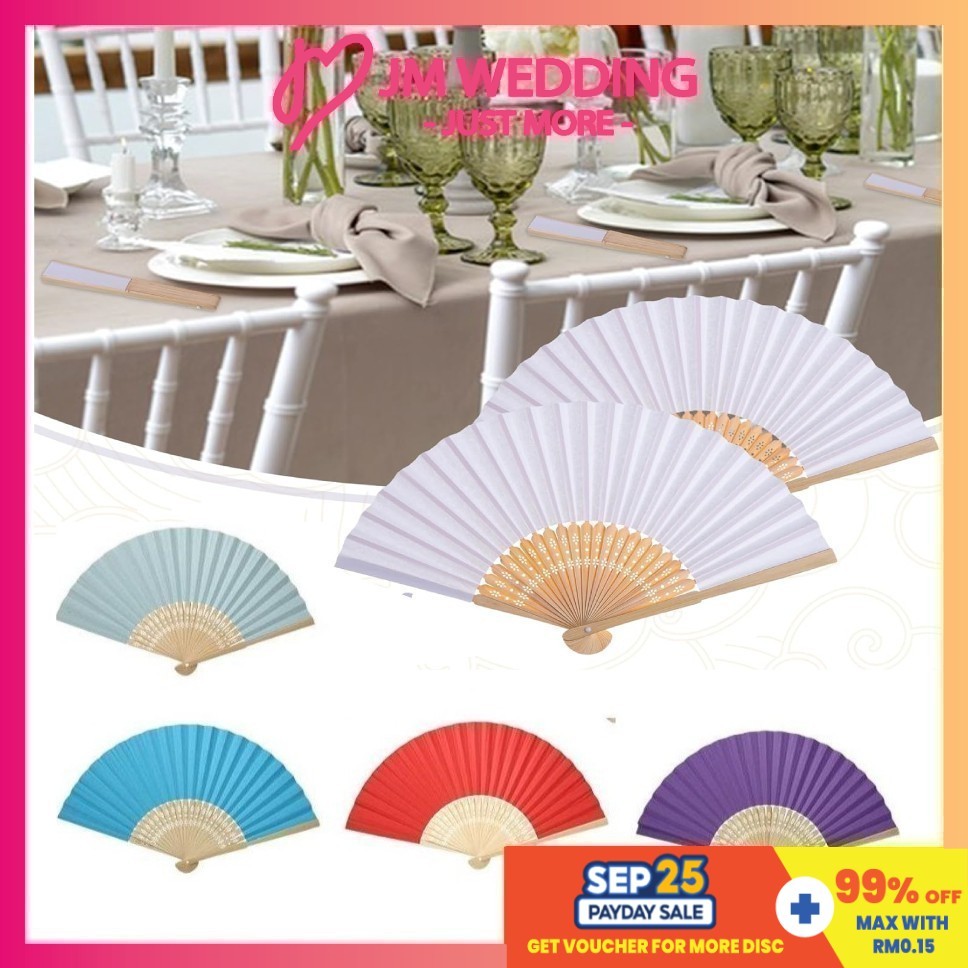 Bamboo Paper Hand Fan/Kertas Kipas Tangan Murah-Doorgift Kahwin JM Wedding Gift Hadiah Summer Fans