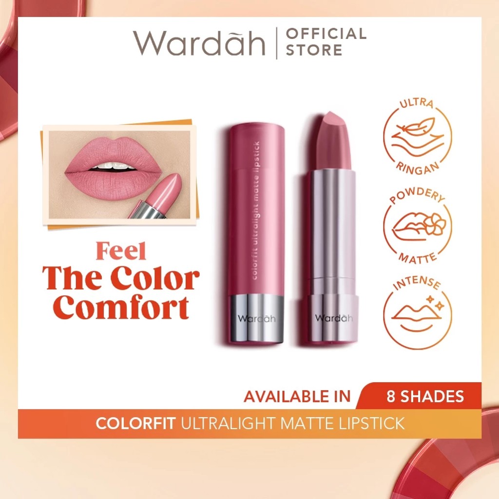 Wardah Colorfit Ultralight Matte Lipstick | Lightweight Lipstick, Soft Powdery Matte Finish, Last Up to 8 Hours
