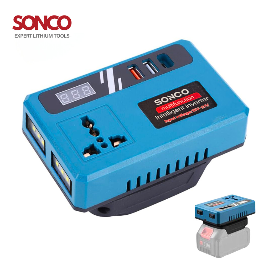 SONCO Portable Power Inverters for 20V Battery Inverter 20v to 220v Converter with Dual USB,AC Outlet and Type-C