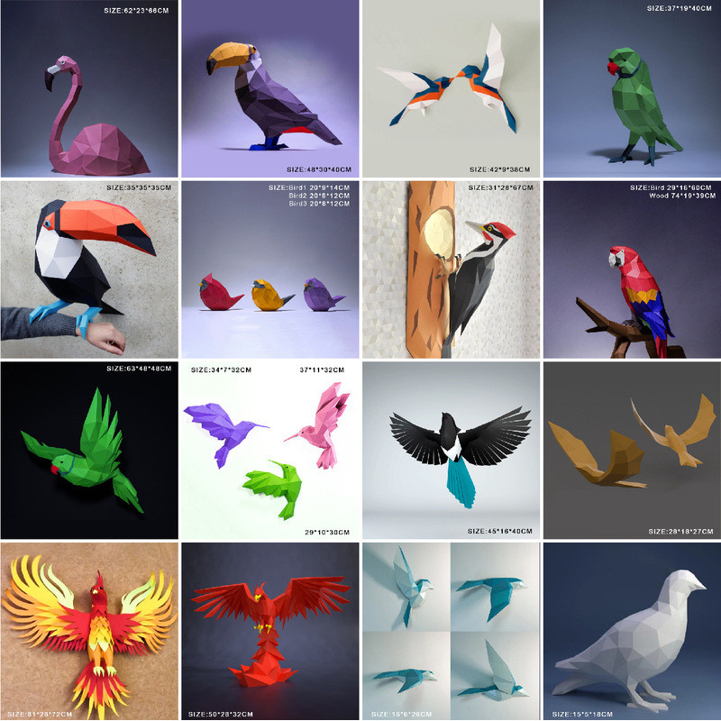 【PPXD】Bird Series 3D Papercraft Art Origami DIY Gift Handmade 3D Paper Model DIY Handmade Paper Geometric Origami Craft Kit DIY Craft Kit  Birthday Gift Handmade Toys