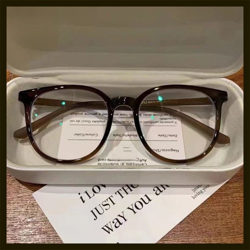 (HENGHA) Large Frame Ultra Light -50°~400° Myopia Glasses Anti Blue Light HD Glasses for Women