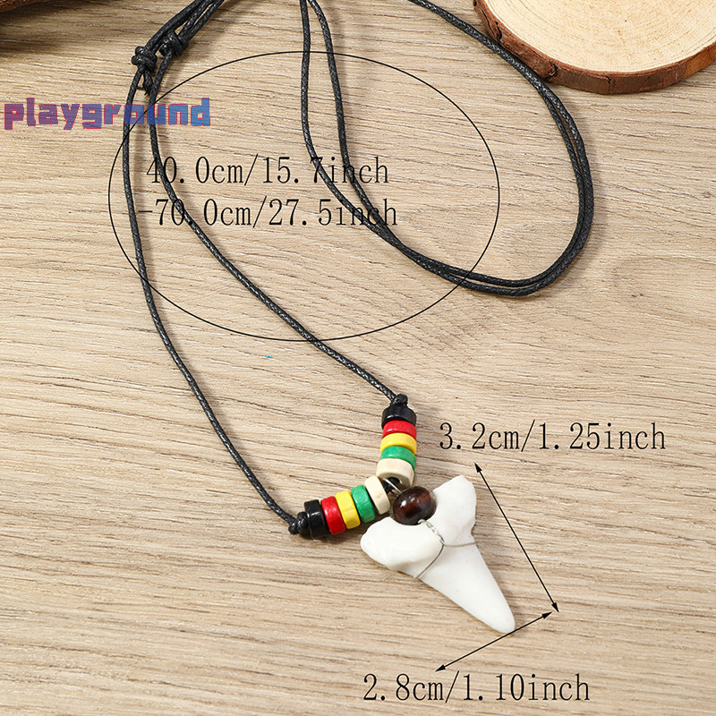 [playground] 1PC Women's Men's Necklace Hawaii Jewelry Handmade Imitation Shark Teeth Pendant New Zealand Maori Tribal Bone Choker [New]